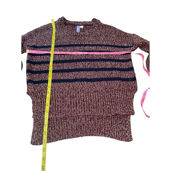 ALYA Women's Size Small Red Striped Sweater High Low Hem - Picture 6 of 11